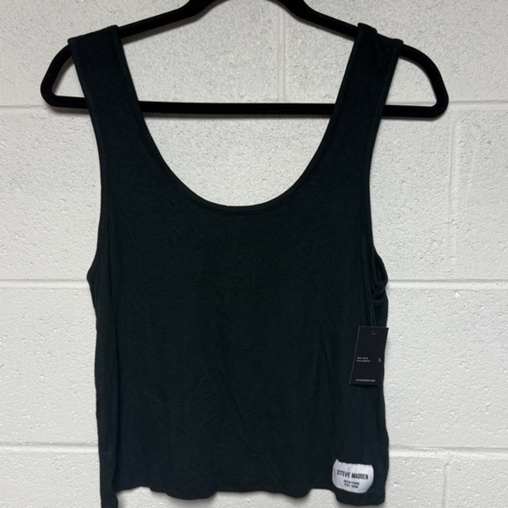 Steve Madden Women's Black Ribbed Tank Top Sz Large‎